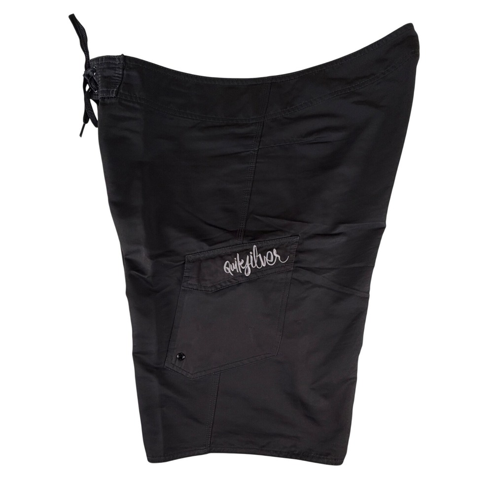 Quiksilver‎ Mens Black Cargo Board Shorts Swim Trunks Embroidered Logo Size 38